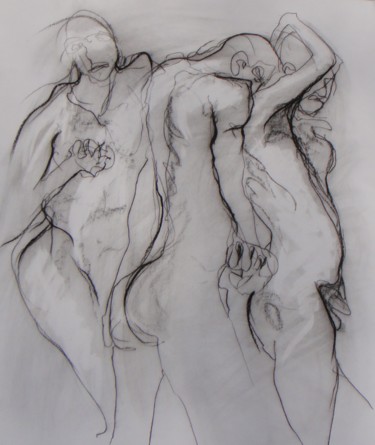 Dessin intitulée "trio" par Evelyne Cassan, Œuvre d'art originale, Pastel
