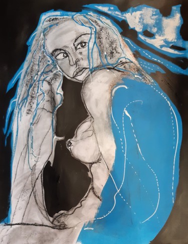 Рисунок под названием "le temps retrouvé" - Evelyne Cassan, Подлинное произведение искусства, Пастель