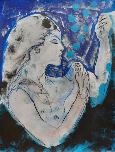 Disegno intitolato "immersion" da Evelyne Cassan, Opera d'arte originale, Pastello
