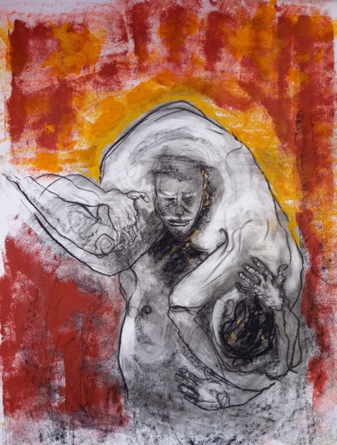 embrasement:jour 5 Dessin intitulée "embrasement:jour 5" par Evelyne Cassan, Œuvre d'art originale, Pastel