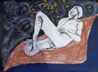 Dessin intitulée "le radeau de la med…" par Evelyne Cassan, Œuvre d'art originale, Pastel