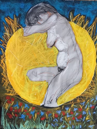 Рисунок под названием "l amour est dans le…" - Evelyne Cassan, Подлинное произведение искусства, Пастель