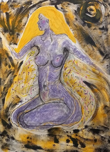 Desenho intitulada "la fée des moissons" por Evelyne Cassan, Obras de arte originais, Acrílico