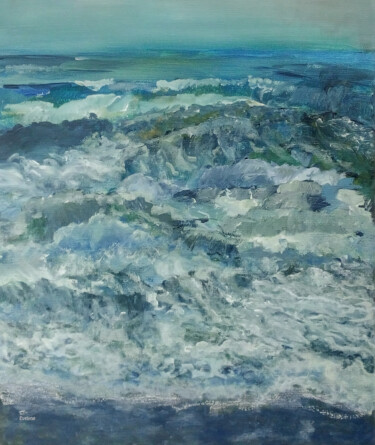 Peinture intitulée "Mer agitée" par Evelyne Descamps, Œuvre d'art originale, Acrylique