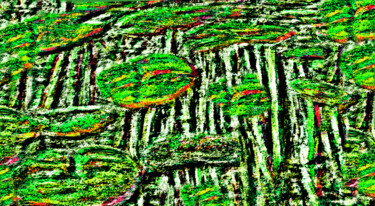 Digitale Kunst mit dem Titel "Nénuphars" von Evelyne Descamps, Original-Kunstwerk, Digitale Malerei