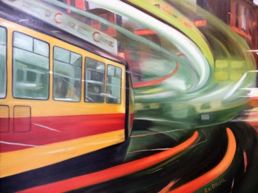 Картина под названием "le train" - Evelyne Deuil, Подлинное произведение искусства