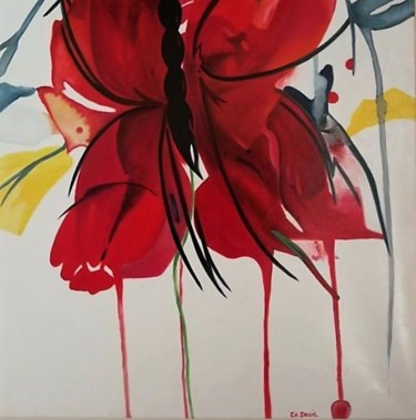 Peinture intitulée "papillon de Séverine" par Evelyne Deuil, Œuvre d'art originale, Huile
