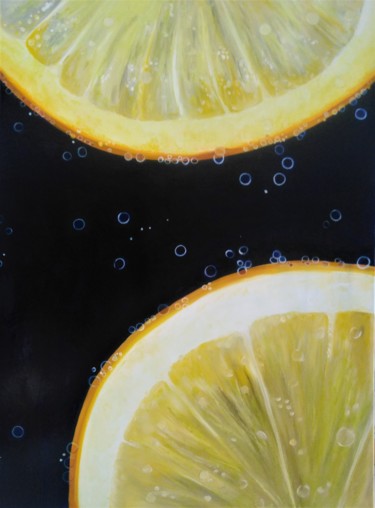 Painting titled "rondelles de citron" by Evelyne Deuil, Original Artwork