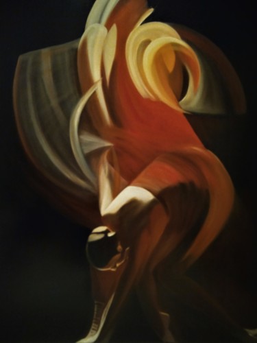 Schilderij getiteld "danseuse" door Evelyne Deuil, Origineel Kunstwerk, Olie Gemonteerd op Frame voor houten brancard