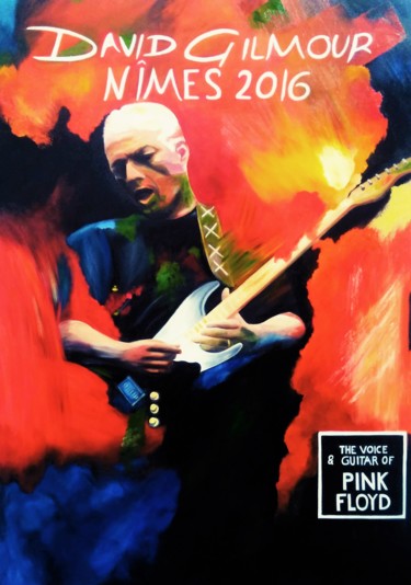 Malerei mit dem Titel "David Gilmour" von Evelyne Deuil, Original-Kunstwerk, Öl