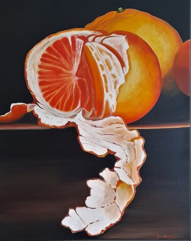 Painting titled "clémentine" by Evelyne Deuil, Original Artwork, Oil