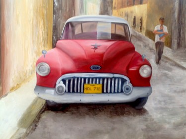 Painting titled "CUBA" by Evelyne Deuil, Original Artwork, Oil Mounted on Wood Stretcher frame