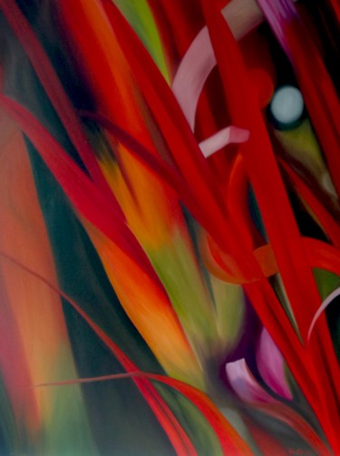 Pittura intitolato "Herbes Rouges" da Evelyne Deuil, Opera d'arte originale, Olio