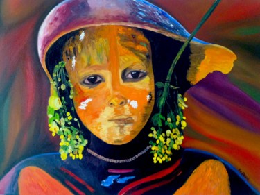 Peinture intitulée "Ethiopien" par Evelyne Deuil, Œuvre d'art originale, Huile