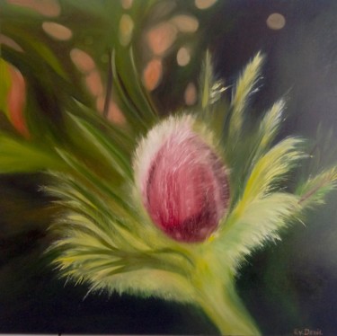 Painting titled "Chardon" by Evelyne Deuil, Original Artwork, Oil