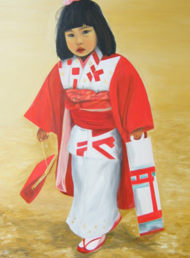 Painting titled "La Japonaise" by Evelyne Deuil, Original Artwork