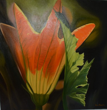 Painting titled "fleur de courgettes" by Evelyne Deuil, Original Artwork