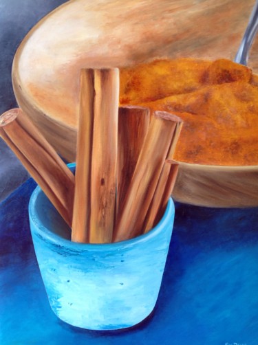 Painting titled "cannelle" by Evelyne Deuil, Original Artwork