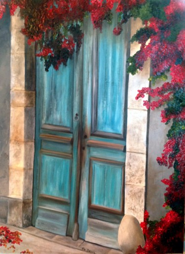 Peinture intitulée "une autre porte ble…" par Evelyne Deuil, Œuvre d'art originale