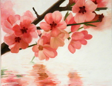 Peinture intitulée "fleurs de pommier" par Evelyne Deuil, Œuvre d'art originale