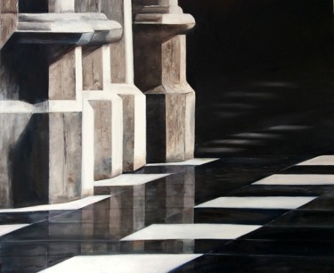 Peinture intitulée "les colonnes" par Evelyne Deuil, Œuvre d'art originale, Huile