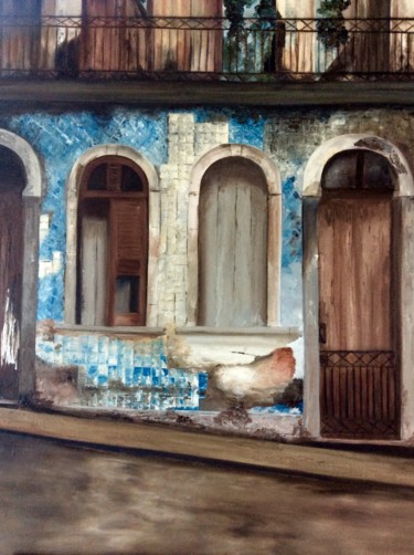 Painting titled "maison abandonnée (…" by Evelyne Deuil, Original Artwork, Oil