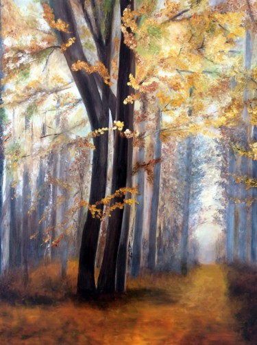 Painting titled "automne" by Evelyne Deuil, Original Artwork, Oil