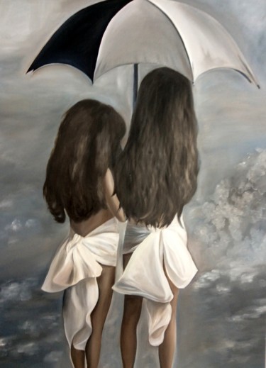Peinture intitulée "les soeurs" par Evelyne Deuil, Œuvre d'art originale, Huile