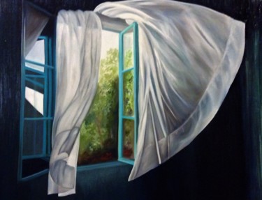 Pittura intitolato "le vent" da Evelyne Deuil, Opera d'arte originale, Olio
