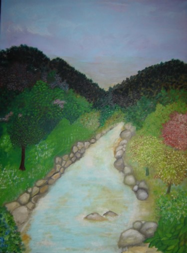 Malerei mit dem Titel "la riviere" von Evelyne Graux, Original-Kunstwerk, Andere