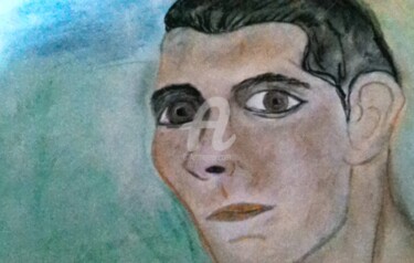 Malerei mit dem Titel "Cristiano Ronaldo" von Evelyne Ketterlin, Original-Kunstwerk, Pastell