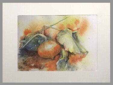 Painting titled "PETITE RÉCOLTE" by Evelyne Krol, Original Artwork, Watercolor