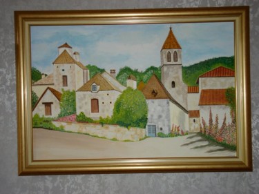 Painting titled "le-village." by E.Lespade, Original Artwork, Oil