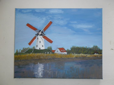 Peinture intitulée "Le moulin" par E.Lespade, Œuvre d'art originale, Huile