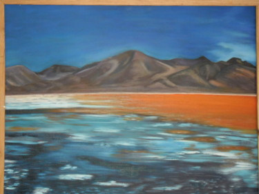 Peinture intitulée "Le lac rouge" par E.Lespade, Œuvre d'art originale, Huile