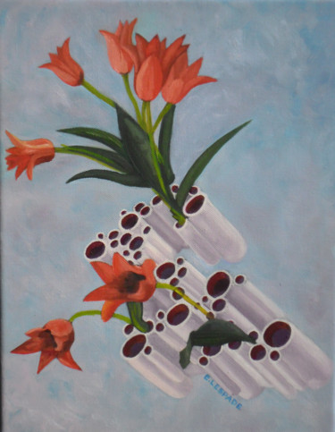 Peinture intitulée "Les tulipes" par E.Lespade, Œuvre d'art originale, Huile