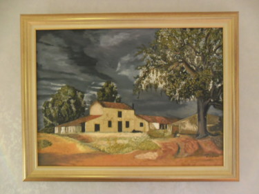 Painting titled "Paysage orageux" by E.Lespade, Original Artwork, Oil