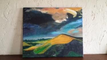 Peinture intitulée "Paysage nuageux" par E.Lespade, Œuvre d'art originale, Huile