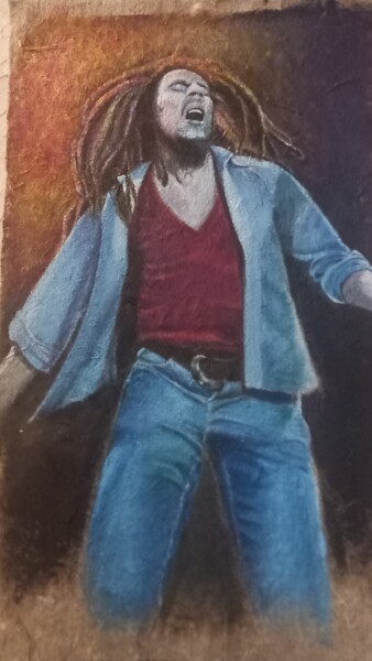 Painting titled "Bob Marley en conce…" by Evelyne Muller, Original Artwork, Acrylic