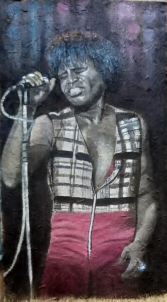 Painting titled "James Brown en conc…" by Evelyne Muller, Original Artwork, Acrylic Mounted on Other rigid panel