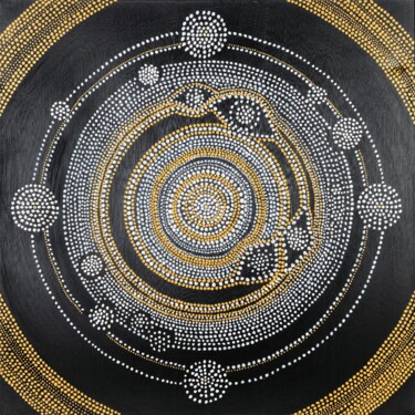 Peinture intitulée "Mandala premier" par Evelyne Nantermod, Œuvre d'art originale, Acrylique Monté sur Panneau de bois