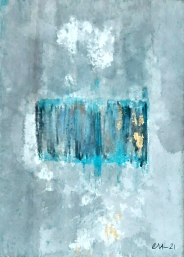 Pintura intitulada "Rectangle turquoise" por Evelyne Nantermod, Obras de arte originais, Acrílico
