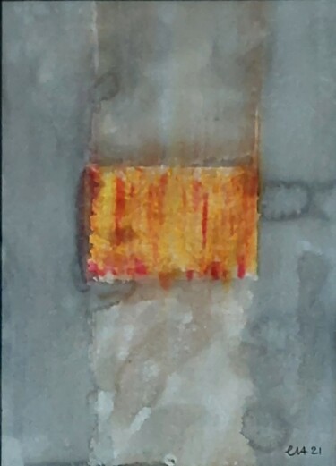 Painting titled "Rectangle orange" by Evelyne Nantermod, Original Artwork, Acrylic