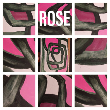 Arte digitale intitolato "Rose et carrés" da Evelyne Nantermod, Opera d'arte originale, Lavoro digitale 2D