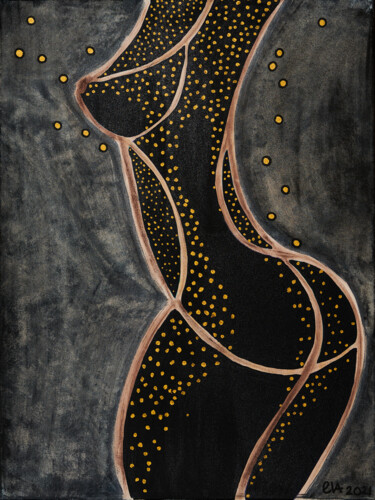 Schilderij getiteld "Femme noire" door Evelyne Nantermod, Origineel Kunstwerk, Acryl