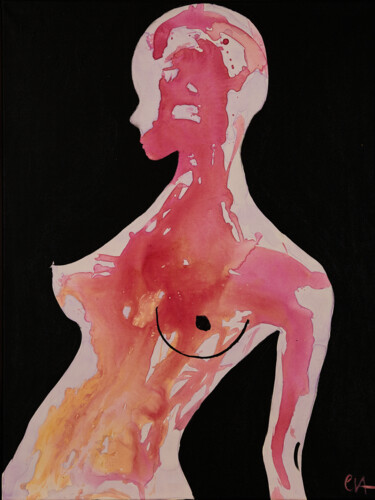 绘画 标题为“Buste rouge” 由Evelyne Nantermod, 原创艺术品, 丙烯