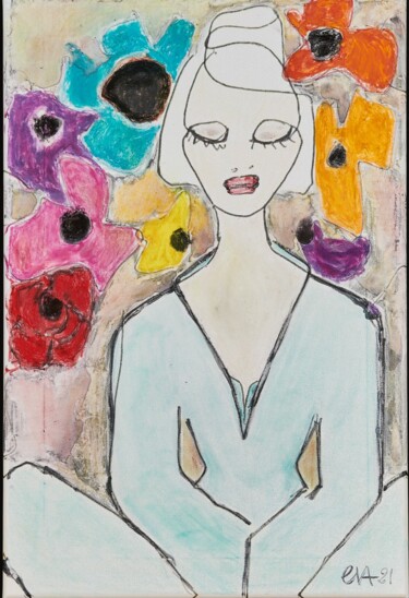 Peinture intitulée "Méditation" par Evelyne Nantermod, Œuvre d'art originale, Acrylique