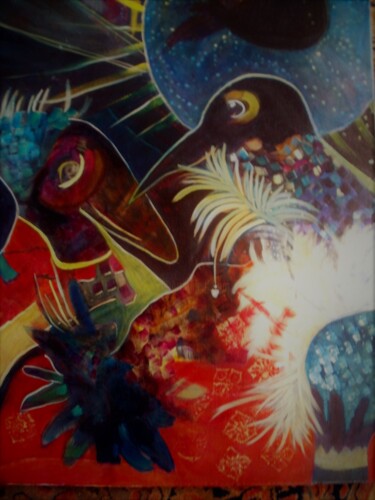 Peinture intitulée "strange-birds-web.j…" par Evelyne Pellegrini, Œuvre d'art originale