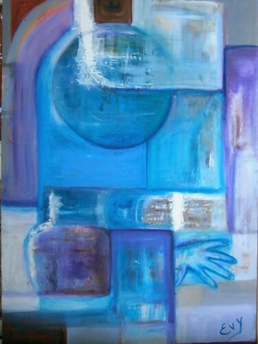 Peinture intitulée "SOUL  OF BLUE" par Evelyne Semmelbeck, Œuvre d'art originale, Huile