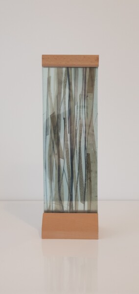 Skulptur mit dem Titel "Lignes noires" von Evelyne Siaudeau, Original-Kunstwerk, Glas